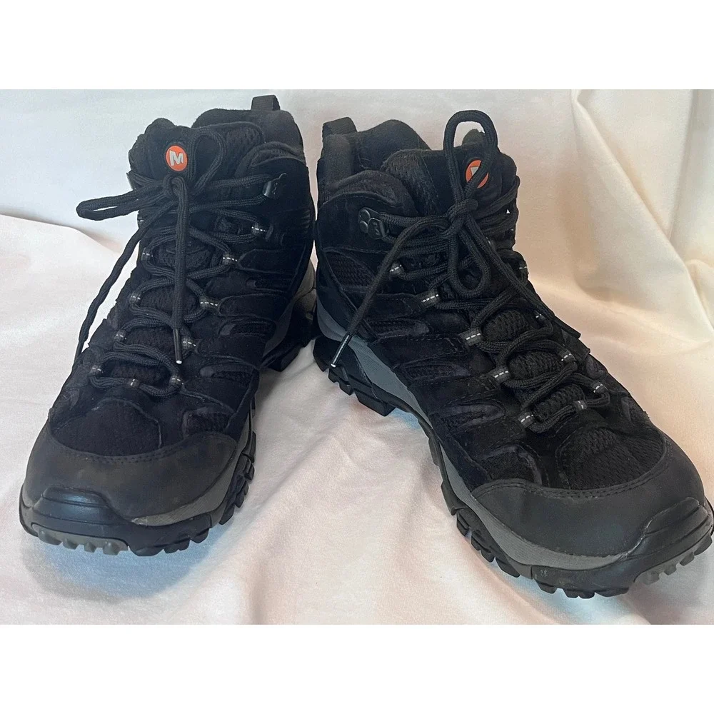 Merrell Moab 3 Mid Hiking Boots Mens 10.5W Black Gorpcore Outdoor Trail Shoes